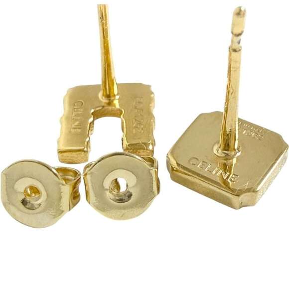 Celine Women's Asymmetrical Stud Earrings, Triomphe, Aftermarket Backs - Picture 4 of 10